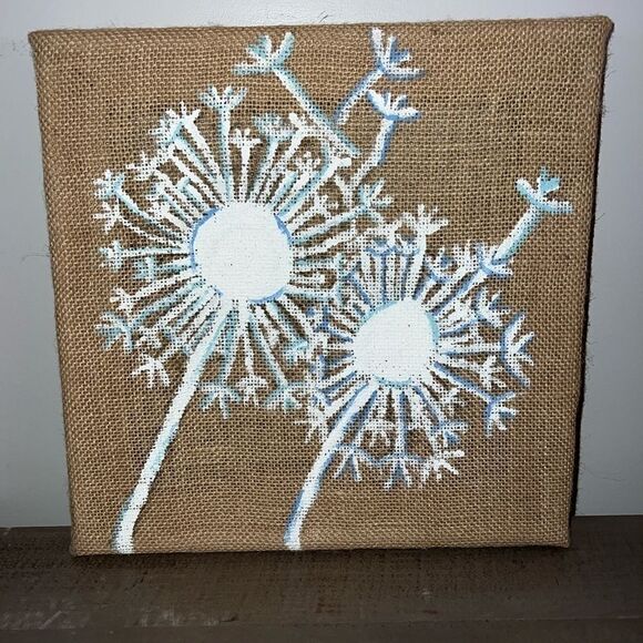 Painted Wrapped Burlap Dandelion Wall Art - Picture 1 of 2